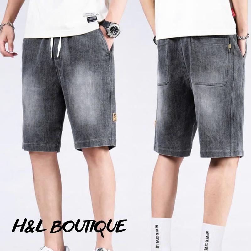 Quần Short Jean Nam Nữ H&L BOUTIQUE Cao Cấp 2 Màu Xanh Đen Chất Liệu Bò Co Dãn Nhẹ