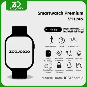 Smartwatch V11 Pro Layar AMOLED HD 2.3 Inci, Tahan Air, Mendukung Panggilan Bluetooth, Pengisian Daya Nirkabel, Monitor Detak Jantung, Mendukung Kustomisasi Wallpaper