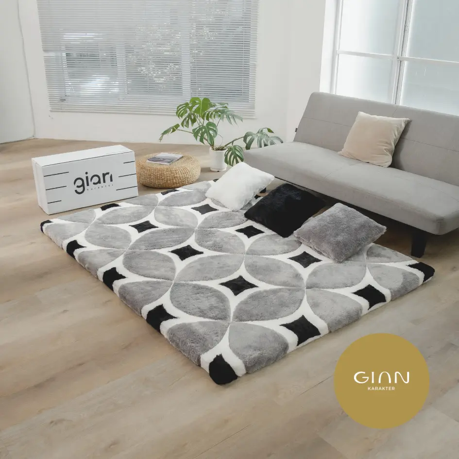 Gian karakter - Karpet Bulu tebal / Kasur lantai Bulu / Busa Motif Indian oriental premium Anti Slip Size 200x150cm