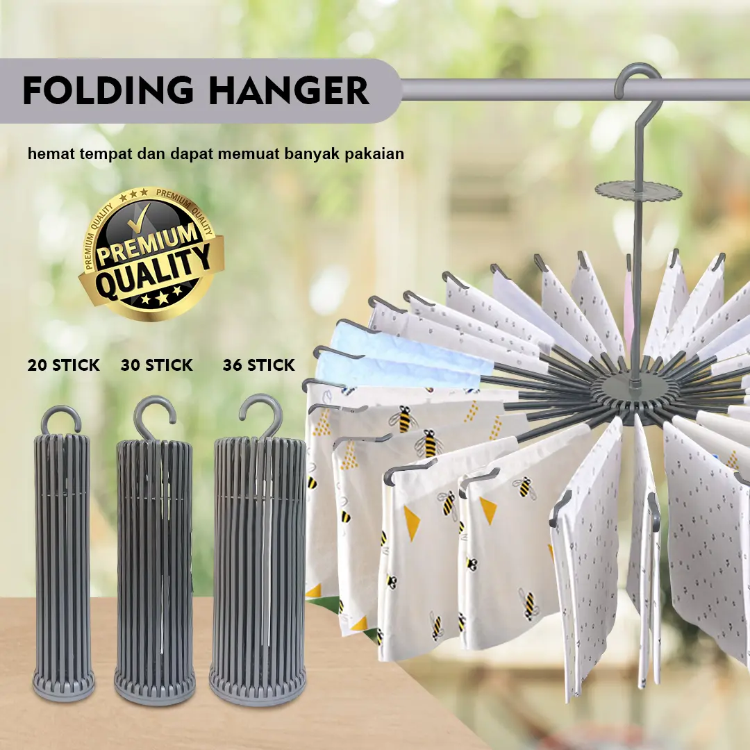 MPW Folding Hanger / Jemuran Gantung / Bahan Plastik Berkualitas / Elastis Tidak Mudah Patah