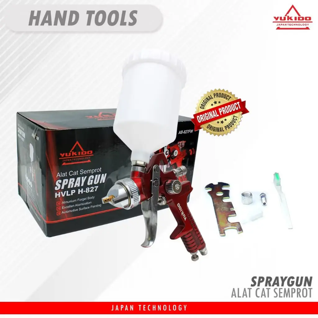 YUKIDO SPRAYGUN HVLP H-827 600 cc PROFESSIONAL ALAT CAT DUCO SEMPROT