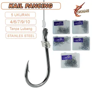 Kail Pancing Ukuran Hook Pancing Kotak Stainless Stell Perlengkapan Pancing (Tanpa Lubang) YG5201