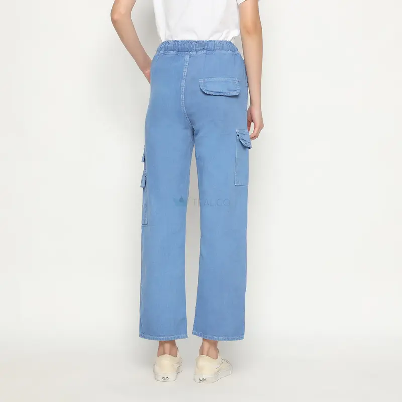TEAL.GO Celana Panjang Cargo Tali Pinggang karet Non Stretch 4