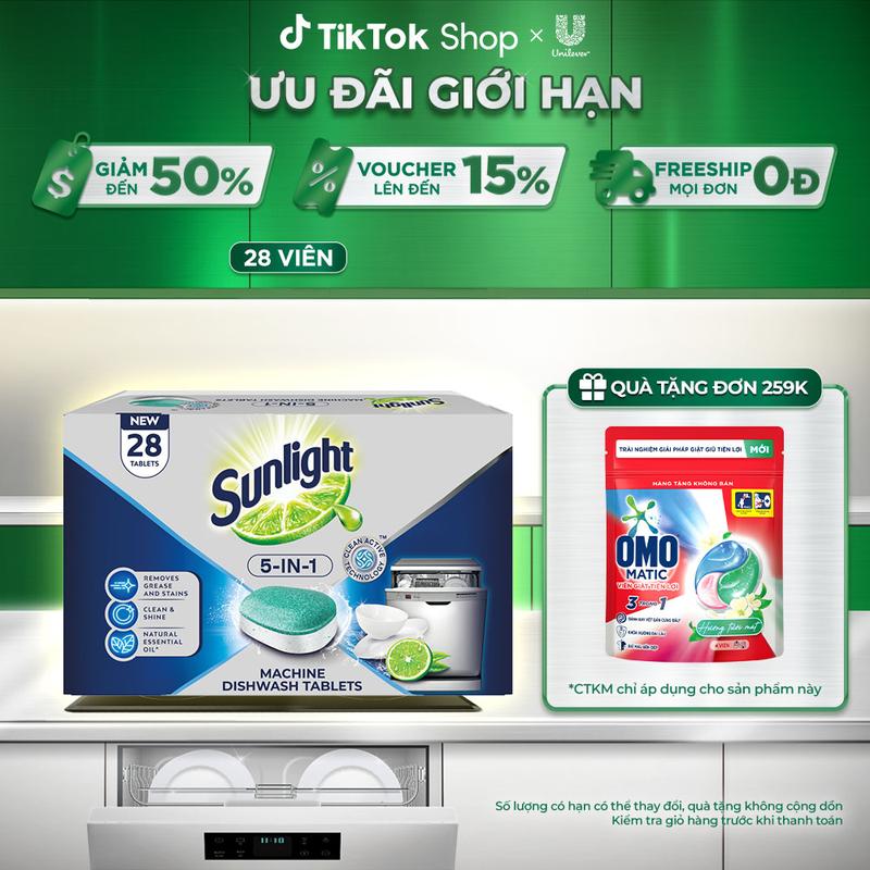 Hộp Viên Rửa Chén Bát SUNLIGHT 5 in 1 Cho Máy Rửa Chén Bát (28V/hộp) [2]