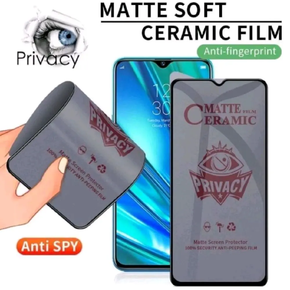 Antigores For XIAOMI REDMI 9A / 9C / 9T / 10 5G / 10A / 12 / 12C / 13C Ceramic Matte Anti Spy Privacy/Privasi Layar Hp, Full Lem, Full Cover, Anti Glare, Anti Spy / Anti Intip / Anti Privacy