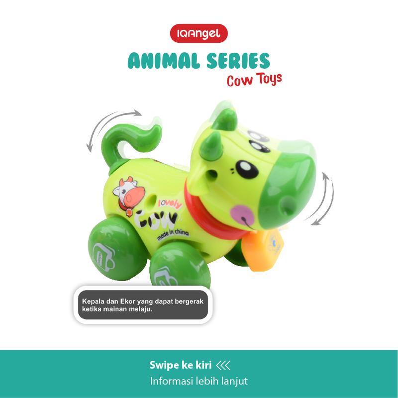 IQANGEL Cow Toys / Mainan Edukatif Bayi / Mainan Motorik Anak / Mainan Bentuk Sapi / Mainan Karakter Hewan / Mainan Hewan Lucu / Mainan Edukasi Anak / Mainan Putar 3