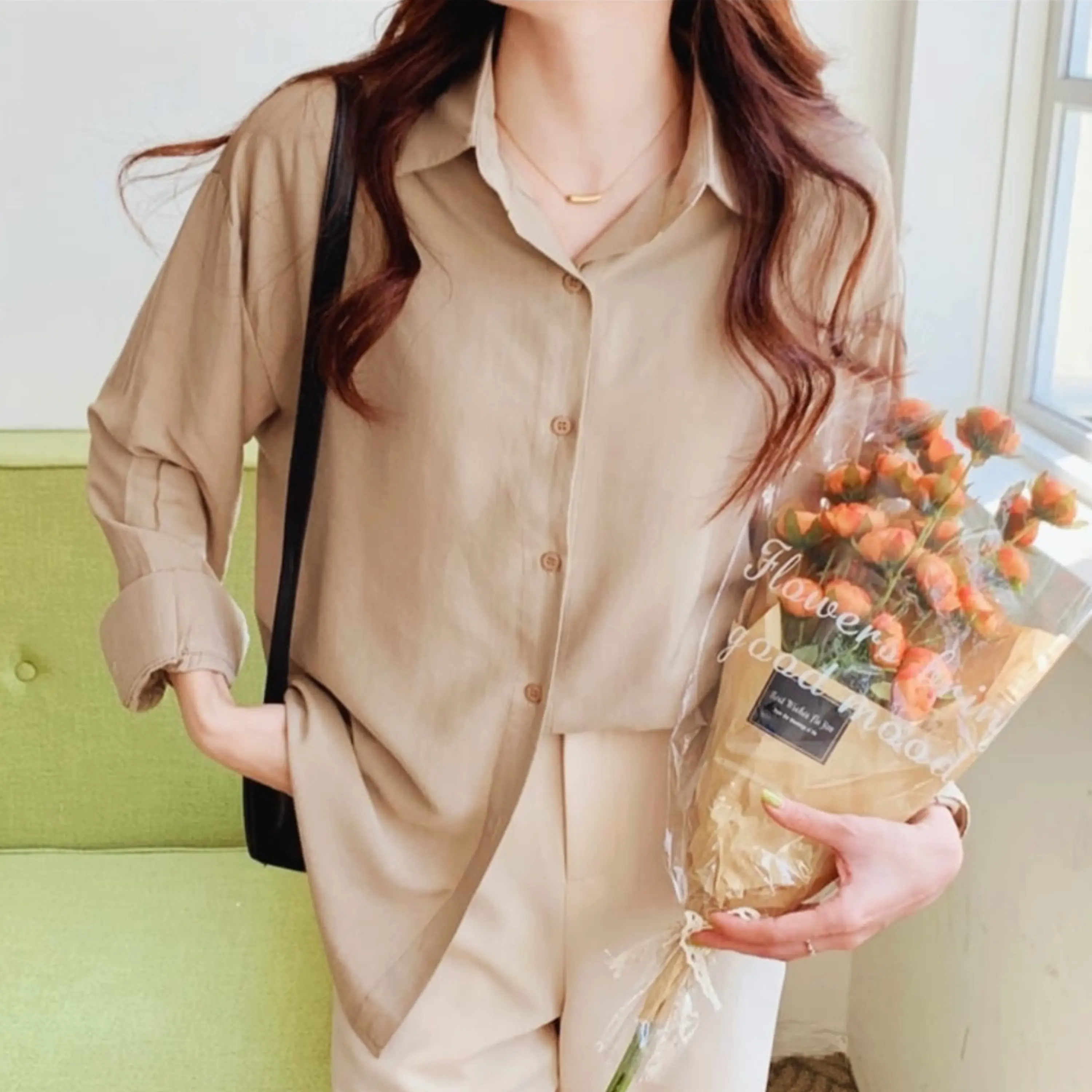Kemeja Atasan Wanita Basic Formal Matt Shakilla Twill Lengan Panjang Korean Style Size M L XL XXL 4L