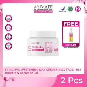 Bundling Animate 5x Active Whitening Day Cream 10 gr + Multi Use Bright & Glow Face Mist 60 ml