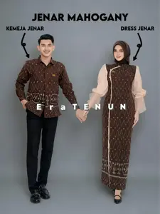 COUPLE TENUN JENAR MAHOGANY - BAJU COUPLE KELUARGA - BAJU COUPLE KONDANGAN BAJU LEBARAN SET COUPLE