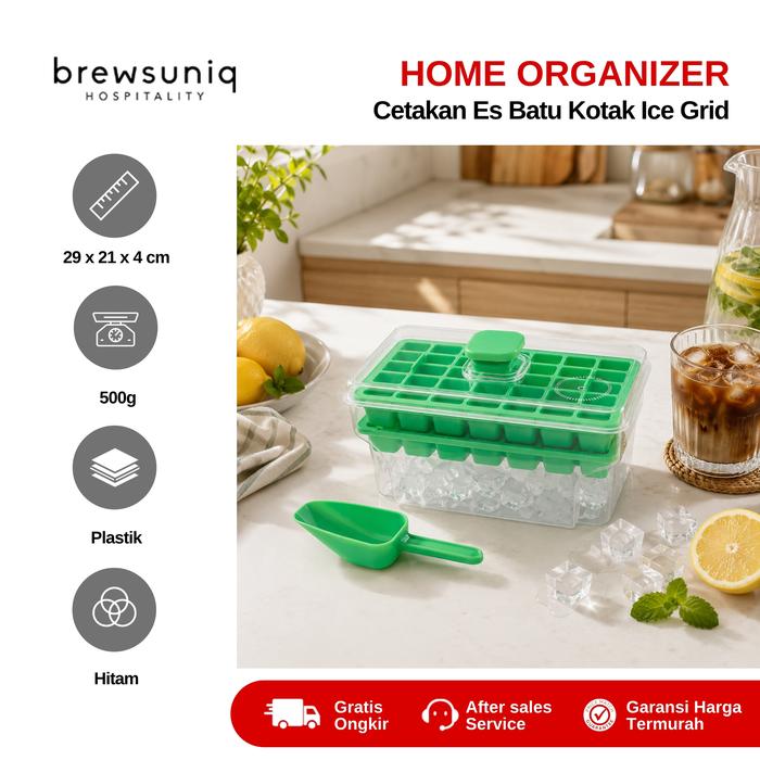 Gambar BREWSUNIQ - Cetakan Es Batu 68 Grid | Ice Cube Tray Box 2 Susun Dengan Sekop Ice Storage Container dari Brewsuniq Store Kota Medan Tokopedia