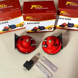 1 Set Klakson Keong Double Untuk Motor Mobil Truk 12V 24v + Relay Merk Tokai