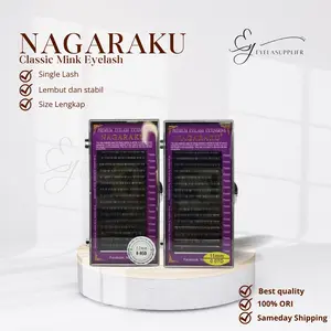Nagaraku 0.20C 0.20D 0.15C 0.15D 0.25C 0.25D eyelash extension bulu mata single 16 baris mink lashes Hitam Bulumata Lem