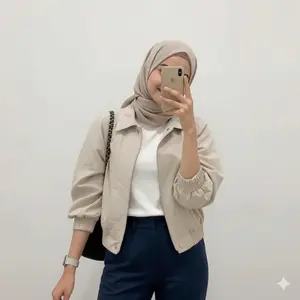 Jaket Crop Basic Casual | Korean Style Bomber Jacket