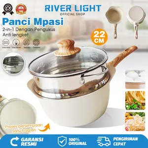 RIVER LIGHT - 2In1 Panci Mpasi Dengan Pengukus Anti Lengket Diameter 22CM - Kitchenware
