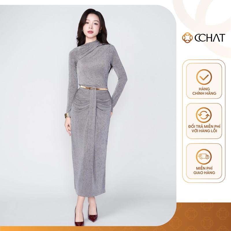  Bộ Nữ CCHAT Dáng Ôm Váy Xếp Ly Tạo Kiểu Chất Nhung Ánh Tuyến 24BDC2015OT 