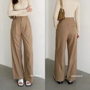 Loose Pants Trousers Wanita Celana Panjang Kulot Anti Kusut Bahan Semi Wool Jatuh Outfit Casual Formal Korean Style