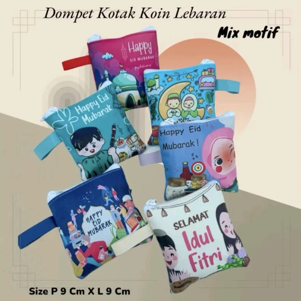 12PCS Dompet Kotak Lebaran Koin Angpao Idul Fitri - Amplou Lebaran Kartun/Karakter Angpao