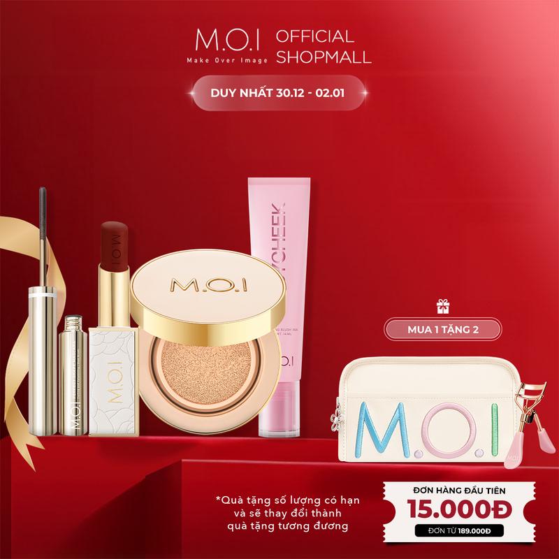  Combo LOVE MOI – Trang Điểm Lễ Hội 2026  Phấn nước Premium Baby Skin 12g Chuốt Mi Mascara cong & dài 12H 4g  Má Hồng Sữa Ửng Hồng Tự Nhiên Baby Cheek Blush 14ml & Son Thỏi Love M.O.I Holiday - Phiên Bản Lễ Hội 2.7g  