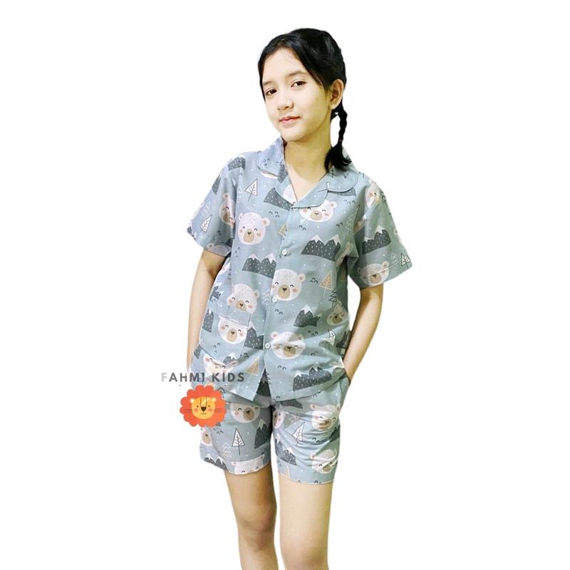 Piyama wanita bahan kain katun premium,baju lengan pendek,celana pendek pake saku paspoal/saku bobok 2