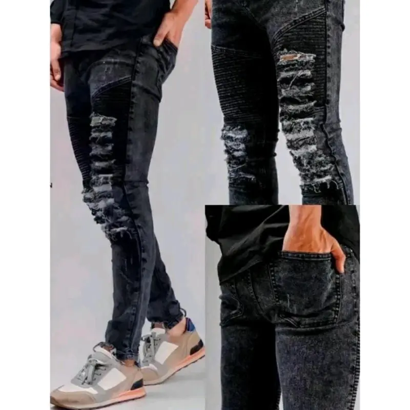 PROMO CELANA BIKERS RIDER RIPED - CELANA PANJANG PRIA JEANS BIKERS SOBEK - CELANA JEANS PRIA SOBEK LUTUT 0