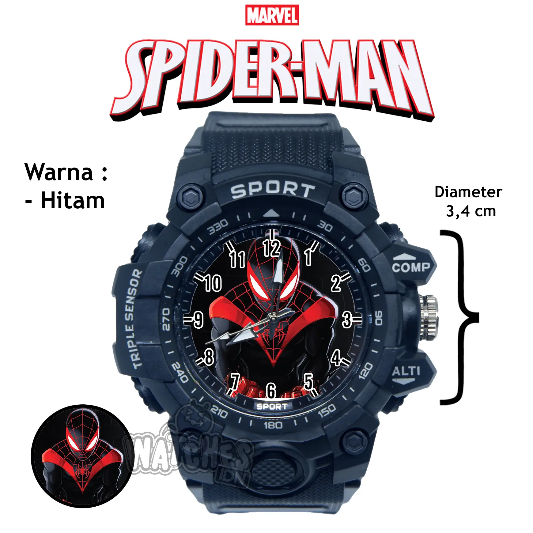 Jam Tangan Sport Anak Karakter SpiderMan Universe Anti Air Fashion