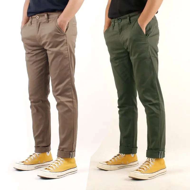 PROMO 2PCS 90RIBU CELANA CHINO PANJANG SLIM FIT BAHAN COMBED MELAR PRIA DEWASA 2