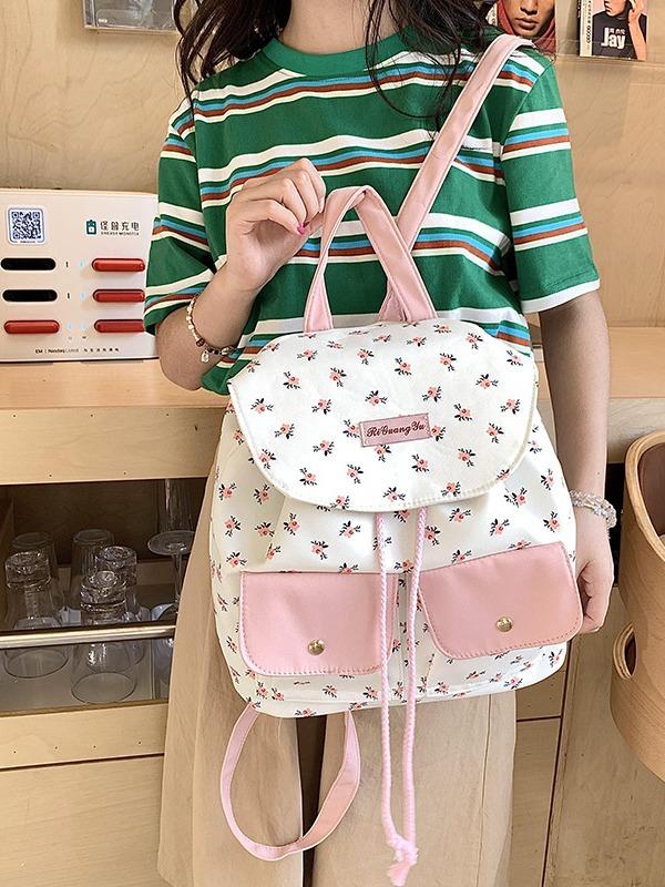BuzzBag - Tas bahu ins kanvas bunga lucu tas sekolah wanita berkapasitas besar korea import fashion kuliah tas ransel laptop backpack tas sekolah wanita backpack lucu korea tas korean style tas sekolah muat banyak tas ransel wanita lucu 2