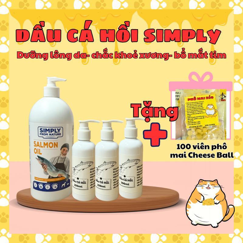 Dầu Cá Hồi Simply bổ sung Omega 3 & 6 giúp dưỡng lông, tăng đề kháng cho chó mèo