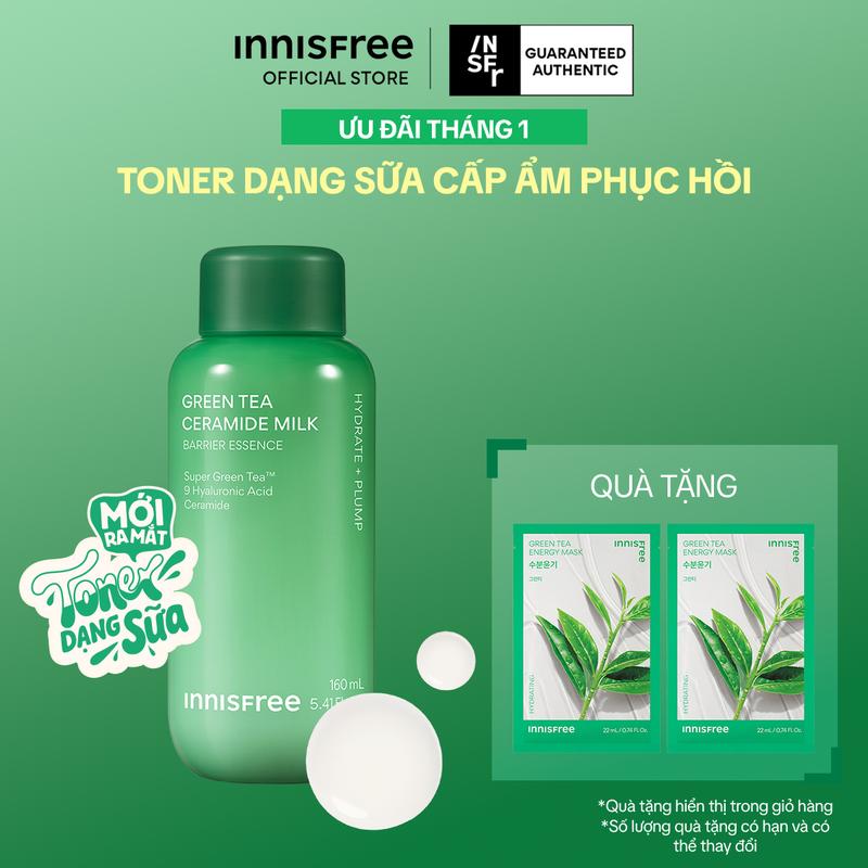 MỚI Toner dạng sữa cấp ẩm phục hồi INNISFREE Green Tea Ceramide Milk