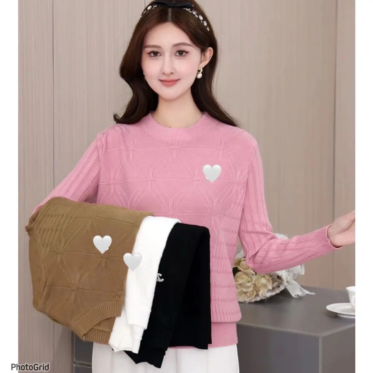 Bluse Rajut  1204 5045 23213 Atasan Wanita motif timbul