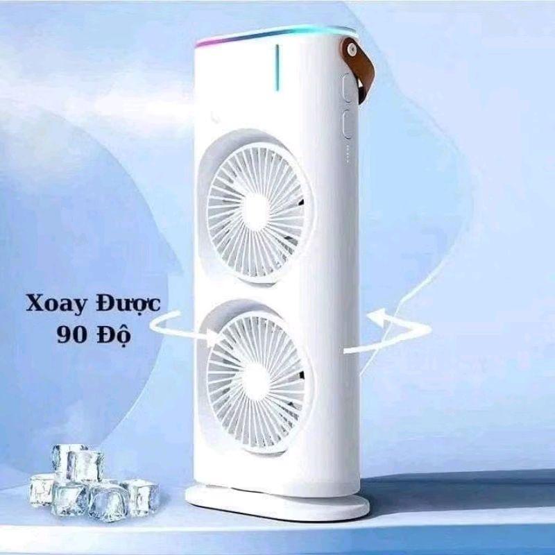 Quạt phun sương 2 tầng tích điện chính hãng mẫu mới có điều khiển, điều hòa hơi nước mini 3