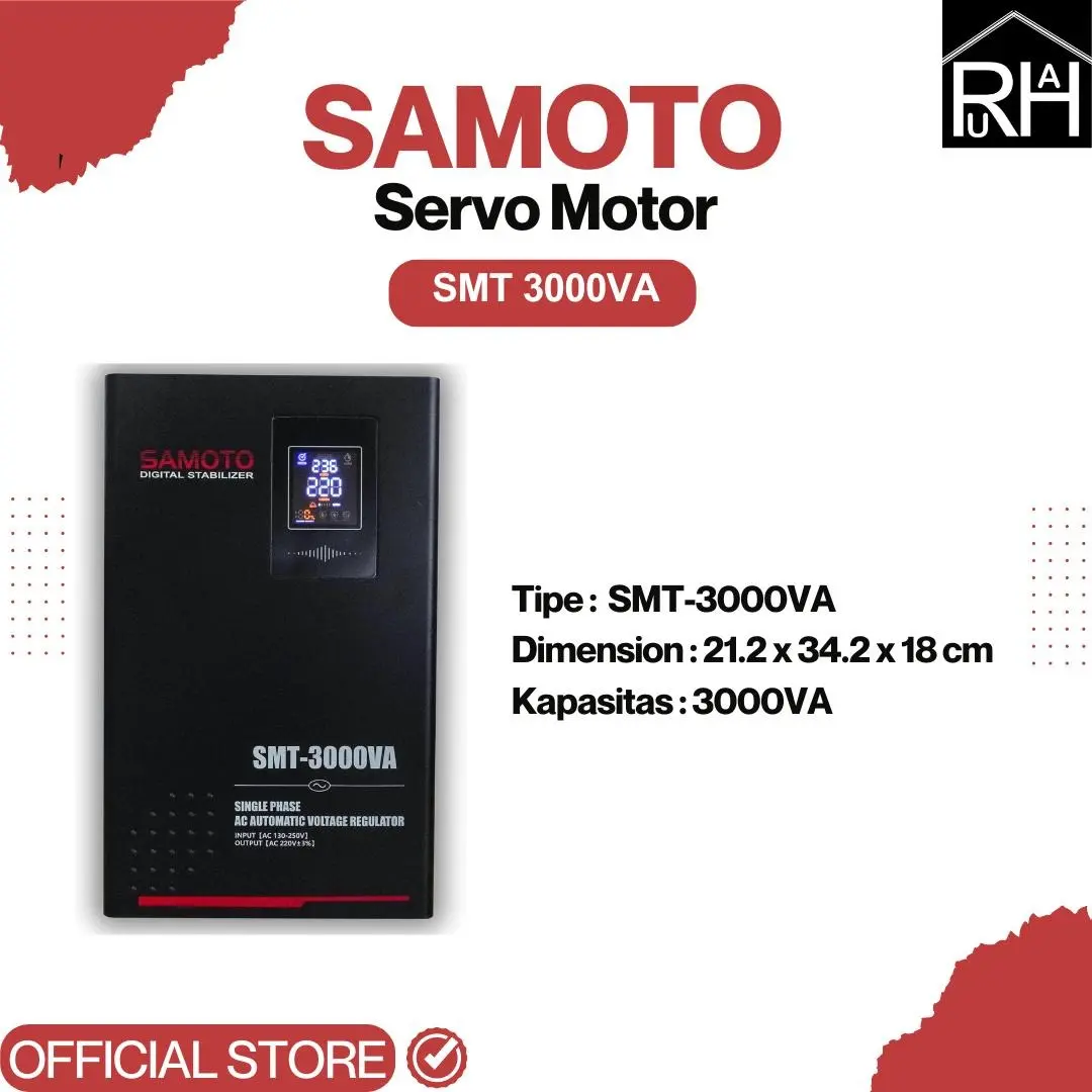 INSTANT. Stabilizer SMT3000VA 3000VA 2700w SAMOTO AVR Stavolt Digital Single Phase Servo Motor