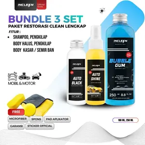 PAKET CUCI LENGKAP PENGKILAP PEMBERSIH PERAWATAN KENDARAAN 3 BOTOL by INCLEEN AUTO CARE