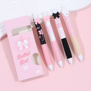 PN11 Pulpen Gel Mekanik 0.5mm Set Isi 4 Pcs Pulpen Karakter Aesthetic Tinta Hitam untuk Sekolah dan Kantor Alat Rautan Stationery Tulis Pena