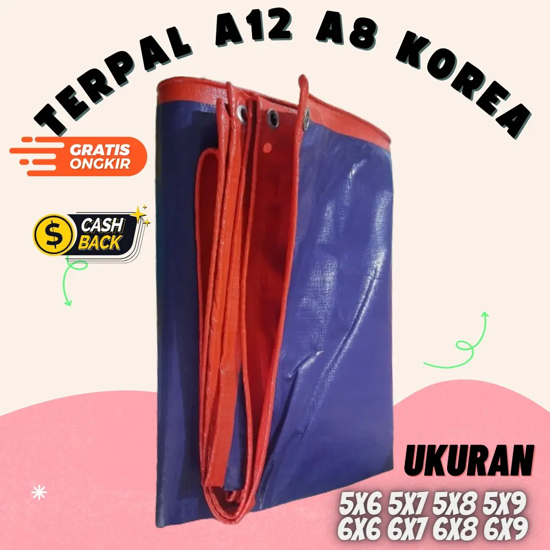 KOREA Terpal A12 Korea Ukuran Besar 6x8 Meter untuk Penutup Truck Anti Panas & Hujan Tahan Lama Perlindungan Anti Air Gratis Ongkir Cash Back Camping Outdoor