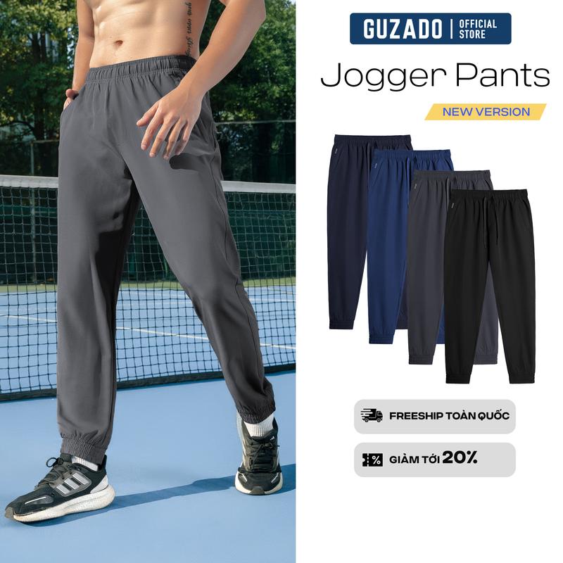  Quần Jogger Nam GUZADO Quần Dài Thể Thao Vải Gió Mềm Nhẹ Co Dãn Nhanh Khô Form Regular Sport Gym Form Rộng Thoải Mái Thiết Kế Basic GDC02 
