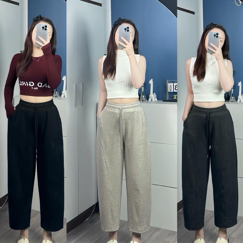  { MỞ BÁN - CÓ DÁNG NẤM} Quần Baggy Form Thụng Bo Chun Có Dây Rút Chất Len Tăm Lông Thỏ Mịn Mềm Mại  và không xù Nữ Pants- WOMENT 