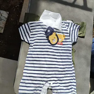 Nooc Baju Romper Bayi kerah Dasi Korean Style Fashion Laki Laki / Baju Anak Perempuan Katun