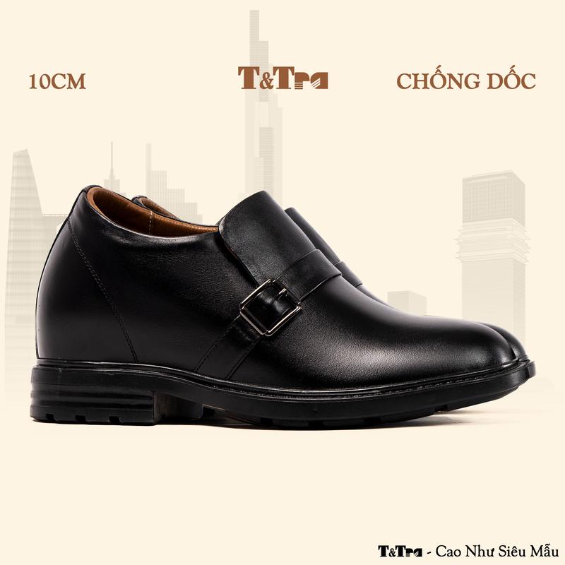 10CM Giày Nam Đế Cao T&Tra T90 Đen - Ít Dốc Mang Thoải Mái Hơn