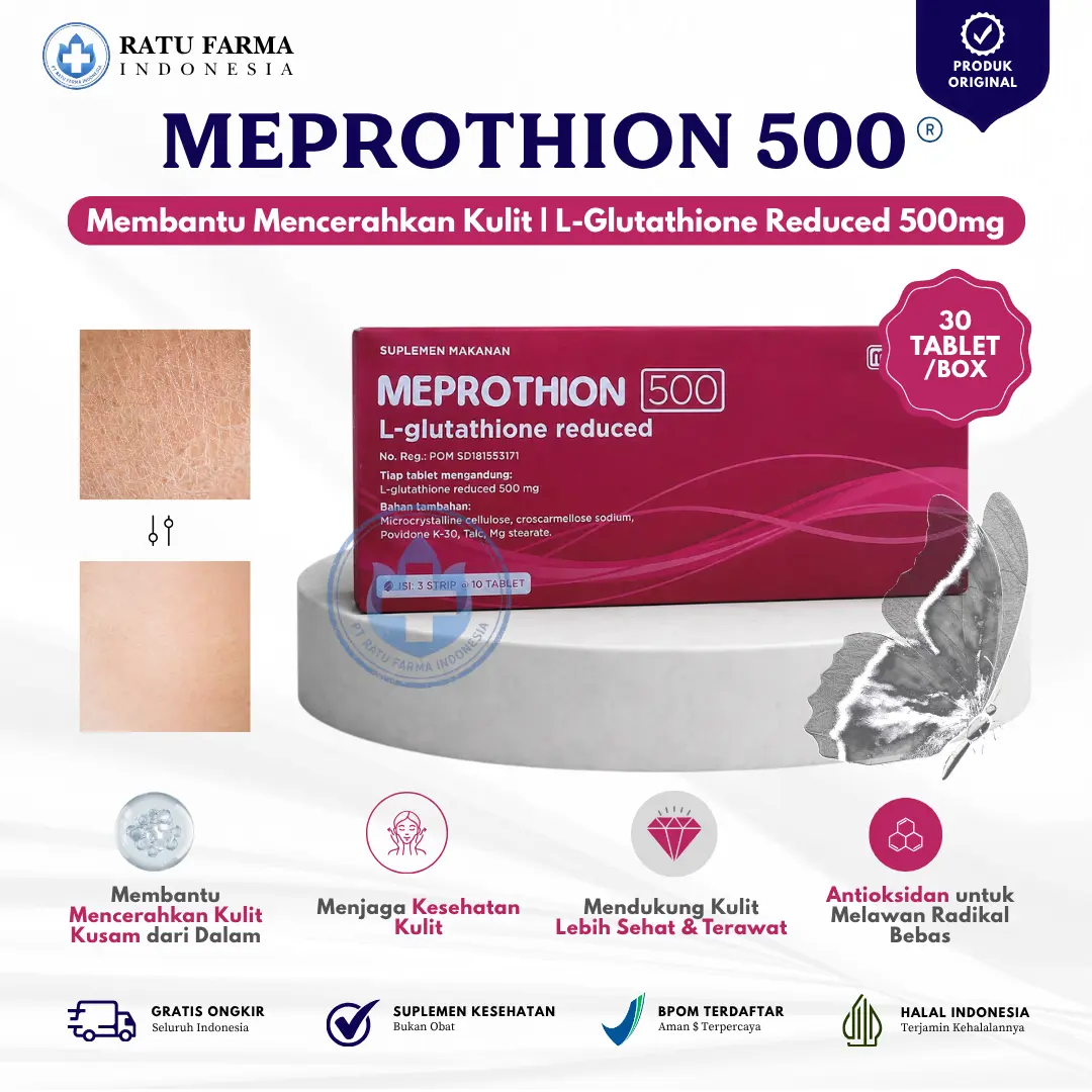 Meprothion L-Glutathion 500mg 1 Box 30 Tablet - Mencerahkan Kulit