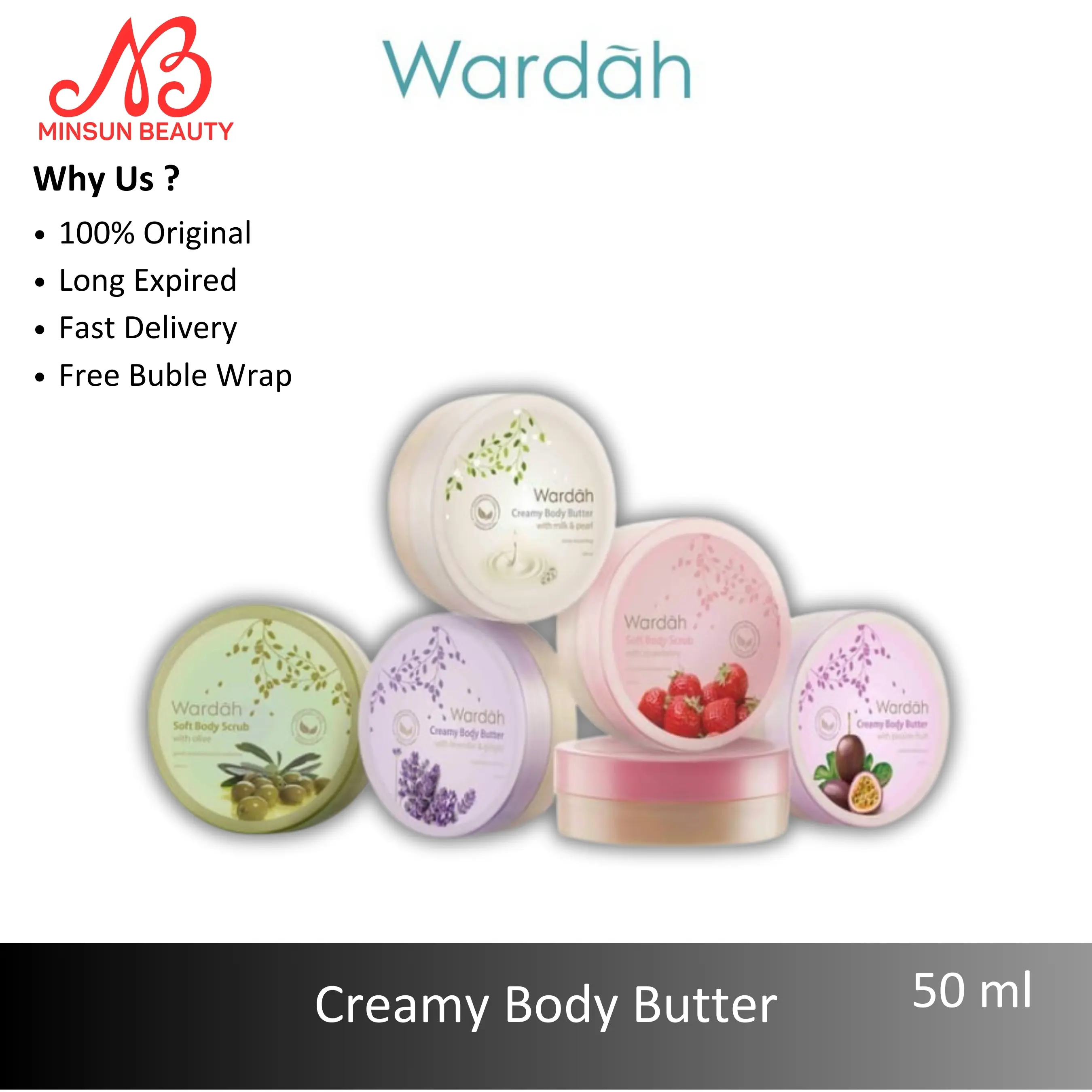 Wardah Creamy Body Butter 50ml - Melembabkan dan Melembutkan Kulit Tangan dan Badan