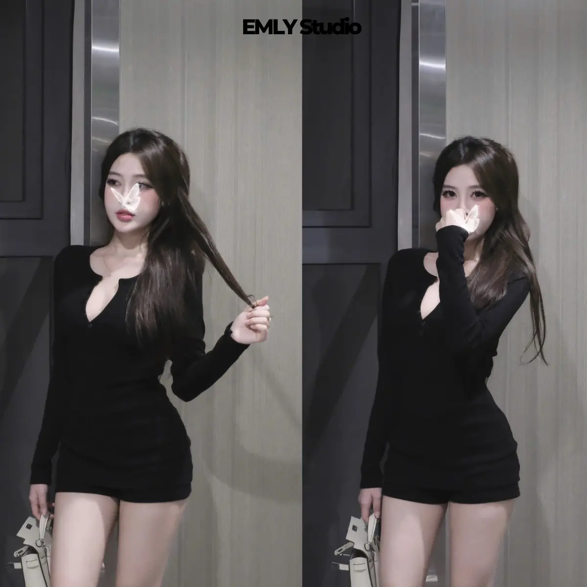 EMLY - Set Len Gân Tăm Lông Thỏ Nữ Dài Tay, Set Đồ Nữ Thu Đông Co Dãn 4 Chiều Hot Hit