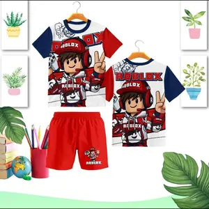STELAN ANAK SETELAN ROBLOX PRINTING Baju & Celana Babyterry Lembut Halus Adem Nyaman Fullprint Tidak Mudah Luntur Jahitan Rapi Ukuran M-10