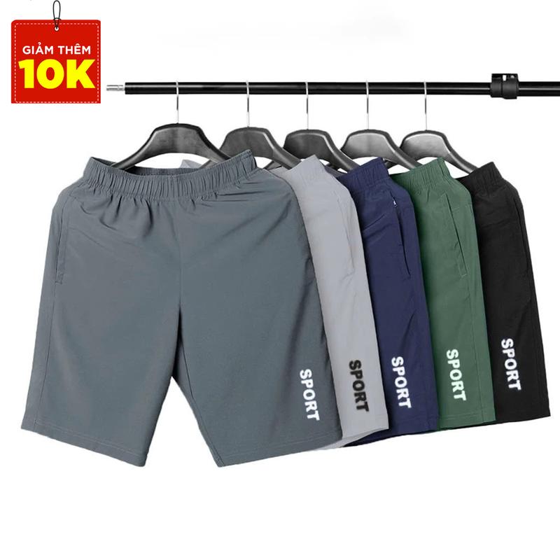 Combo 5 quần short nam SPORT giá rẻ, vải gió trơn, mỏng mát thoáng, túi có khoá kéo, mặc co giãn, quần đùi nam giá rẻ chất lượng thích hợp đi chơi, du lịch, thể dục thể thao, mặc ở nhà.