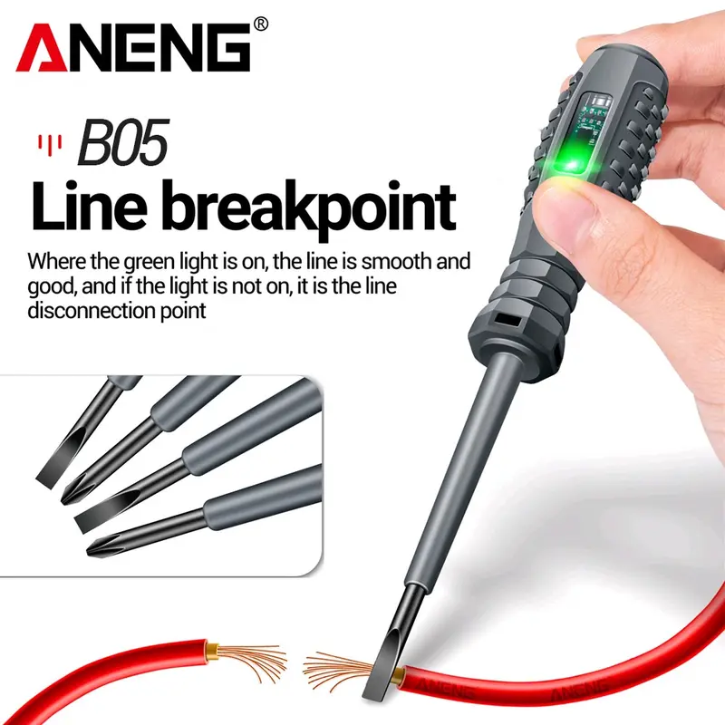 ANENG Obeng Tespen Tester Pen With Duel LED indicator Plus Cross - B05 2