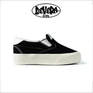 Devera Kids - Zuga Kids Black White | Sepatu Slip on Anak - Sepatu Anak Laki-laki Perempuan - Sneaker Casual Sekolah