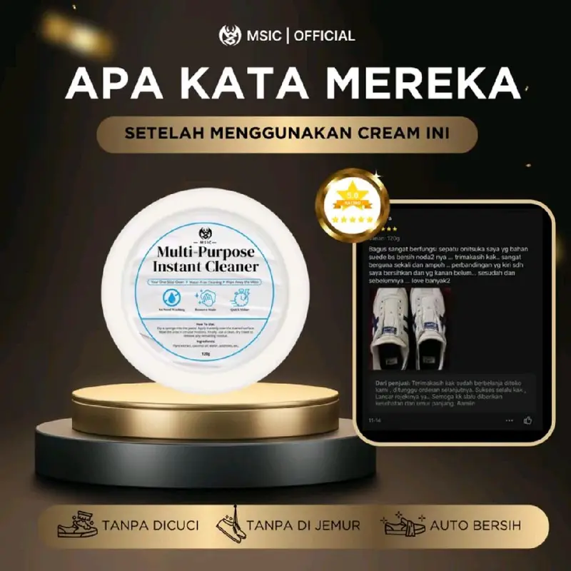 Paket Promo - Krim Pembersih Sepatu Anti Noda Kuning Tanpa Dicuci Tanpa Bilas Langsung Putih Bersih - Gratis Spons Pembersihan dan Sikat - Shoe Pemutih Sepatu Sneaker Cleaner 2