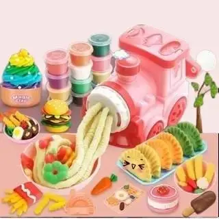 IstanaSekolah_ (1618-37)Mainan Kereta Api Plastisin Cetakan Bentuk Kue Mie Dan Mainan Lainnya /Clay Playing 0
