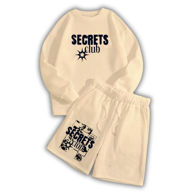 STREES One Set Crewneck & Shortpant SecretClub Setelan Berbahan Kain Fleece Lembut Adem Size M-XL 2