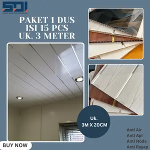 PAKET 1 DUS ISI 15 PCS PLAFON PVC UKURAN 3 METER TEBAL 8MM MEWAH DAN BERBAGAI MOTIF WARNA DAN CORAK